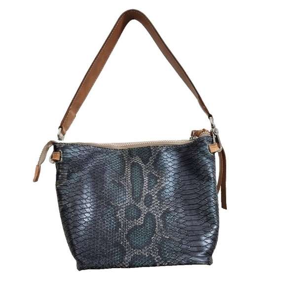 Consuela Rattler Hobo Bag Leather & Snakeskin Print Tote Shoulder Bag - Picture 5 of 16